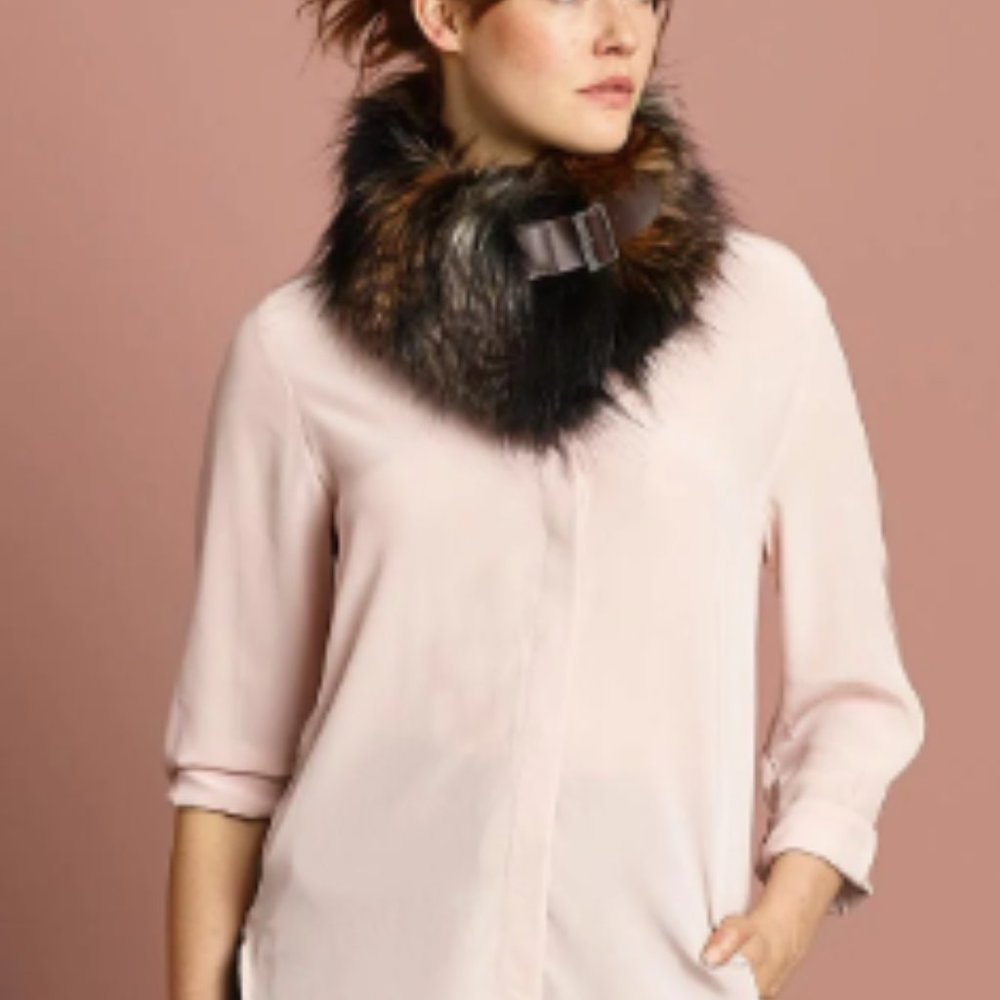 Helene Moore Faux Fur Wap Scarf Grey OS Warm Vintage Anthro